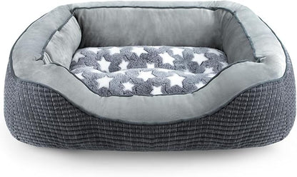 SIWA MARY Dog Beds for Small Medium Large Dogs & Cats. Washable Pet Bed, Orthopedic Dog Sofa Bed, Soft Calming Sleeping Warming Puppy Bed (Star-Grey, Medium-(25’’x 21’’x 8’’))
