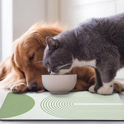 Dog Food Mats for Floors Waterproof, Cat Water Bowl Mats Pet Feeding Absorbent Mat Placemats for Food and Water Green Bohemia 16 * 24 inch