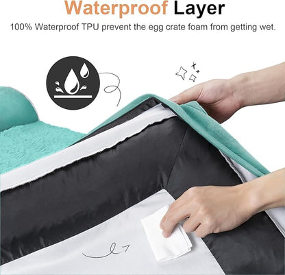 Small Dog Bed Orthopedic Washable: Beds Bolster Small Sized Dogs Bed Egg Crate Foam Couch Sofa Waterproof with Removable Cover - Aqua Blue