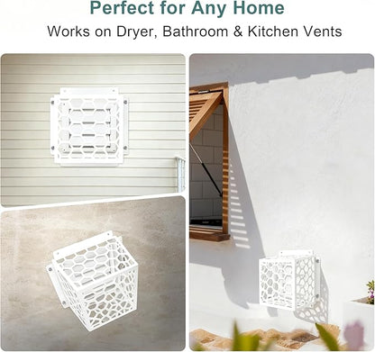 Dryer Vent Bird Guard - Fits Most 3" to 4" Bathroom Exhaust Fan Ventilation Cover, Steel Ventilation Bird Cage, White