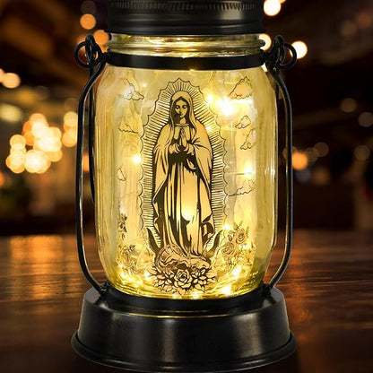 kyoryuger Virgin Mary Religious Gifts for Women/Men Virgin Mary Praying Solar Lantern Mom Birthday, Mothers Day, Religious Solar Garden Decoration Outside for Yard, Patio,Backyard,Porch, Torches