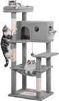 54" Cat Tree with Big Hammock 21x17” XL Cat Tower with Scratching Posts Featuring Large Top Bed, Scratcher Pad, Spacious Condo House and Detectable Ball for Indoor Cats-Large Gray