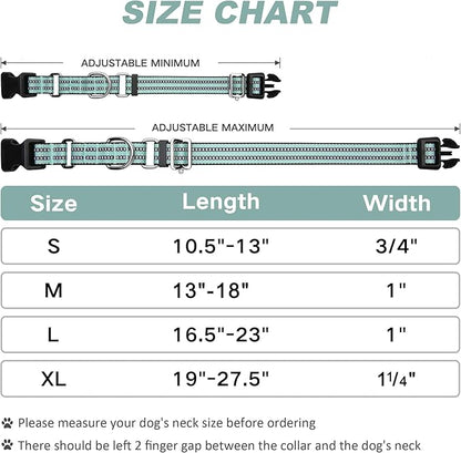 Martingale Dog Collar, Adjustable Nylon Reflective Collar with Quick Release Buckle (Apple Green, Large)