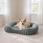 Cute Dog Bed for Medium Dogs, Orthopedic Rectangle Dog Bed with Washable Furry Cover and Anti-Slip Bottom, Soft Calming Puppy Bed with Handle, 30" x 24" x 5", Grey, L