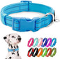 azuza Reflective Dog Collar,Soft Neoprene Padded Pet Collar with ID Tag Ring,Adjustable for Large Dogs,Sky Blue,L