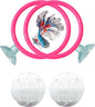 Betta Ring Enrichment Toys with Filter Ball set, Turtle Water Cleaner Ball, Aquarium Feeding Ring with Nitrifying Balls, Betta Fish Toy, Aquatic Turtle Enrichment Toy, Tortoise Supplies (Pink, M-70mm)