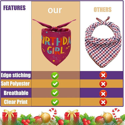 Dog Birthday Party Supplies Dog Birthday Girl Bandanas Party Pet Supplies Triangle Scarf Accessories and Decoration for Small Medium Large Dogs