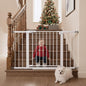 Mumeasy 29.7–48" Baby Gate for Stairs, Dog Gate for Doorways, Auto Close Child Gate, Indoor Safety Pet Gate with Walk Thru Door, Easy Install Pressure Mounted Extra Wide Gate for Kitchen, House,White