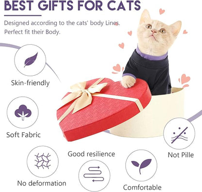 Sticky Cat Clothes Stretchy, Sphynx Hairless Sweater & Pajamas for Cats only, Soft Cat Onesie for Cats After Surgery Female Male & Hair Loss Prevention, Black L