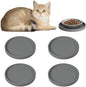 Arespark Pet Silicone Food Mat, Set of 4 Nonslip Waterproof Feeding Bowl Mat with Raised Edges for Food and Water Prevent Spills, Round Eating Tray for Dog Cat Puppy Kitten, 6'' x 6''