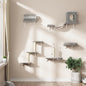 NUNU LAB Cat Wall Shelves Set, 7 Pcs Wall-Mounted Cat Climber with Cat House, Tunnel, Bridge, Scratching Post, Hammock, Wall Shelves, Gray