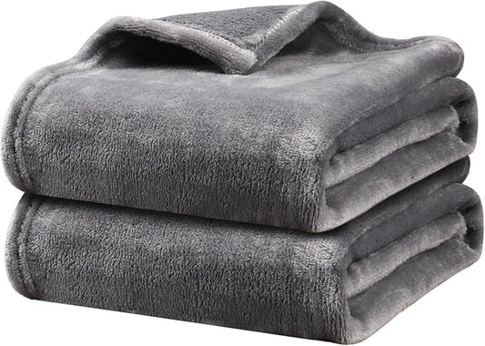 Onarway Dog Blanket Washable for Bed: 2 Packs Dog Blankets 40”x47” - Fluffy Soft Large Throw for Cat Puppy Kitten Dogs - Fleece Pet Blankets for Crate Couch Car and Indoor - Grey
