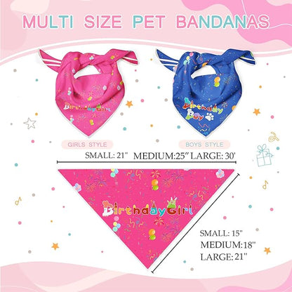 Birthday Dog Bandanas Girl,Pink Reflective Dogs Scarfs for Birthday Party Decorations Supplies for Dogs Pet Accessories,Cat Dogs Triangle Pet Scarves for Small Dogs Outfit,S