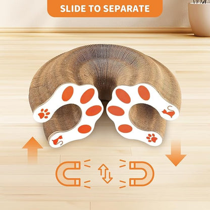 Collapsible Cats Cardboard Scratcher, Interactive Cat Toys for Indoor Cats, Scratch Pad Shape Shifting Ball Track with Bell, Magic Organ Cat Toy for Chase & Scratch Easter Toys Gift for Kitties Paw