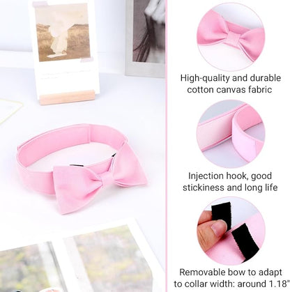 Segarty Dog Bowtie Collar for Neck Girths 12.6-18.1 inch, Adjustable Pink Bowtie Collar, Dog Neck Tie Tuxedo Comfortable Cotton Girl Pets Grooming Accessories for Formal Wedding Holiday Birthday Party