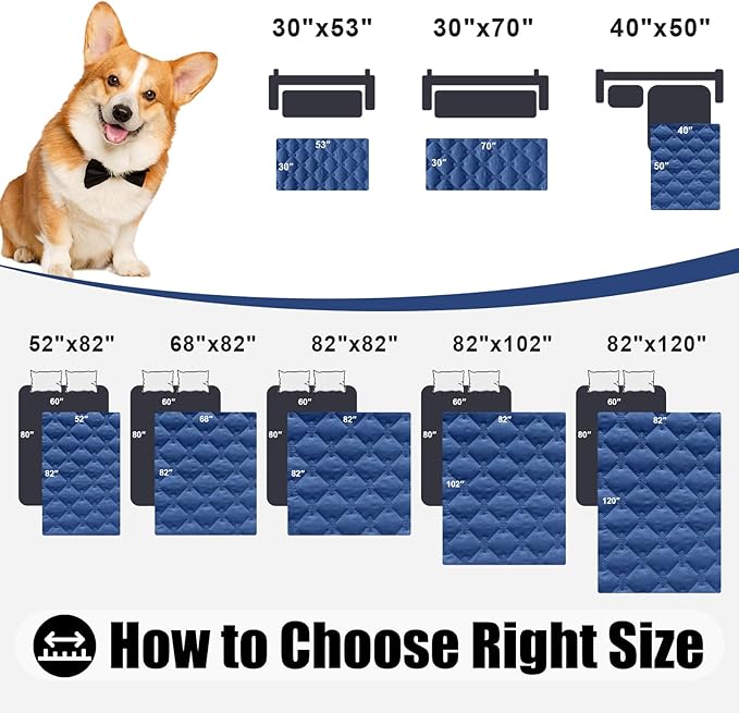 Smiry Waterproof Dog Bed Cover Blanket, Soft Reversible Pet Blanket, Washable Leakproof Cats Dogs Couch Cover for Sofa, Couch, Furniture (82x82 Inch, Navy/Blue)