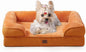 EHEYCIGA Orthopedic Dog Bed for Small Dogs, Waterproof Memory Foam Small Dog Beds with Sides, Non-Slip Bottom and Egg-Crate Foam Medium Pet Couch Bed with Washable Removable Cover,Pumpkin Orange