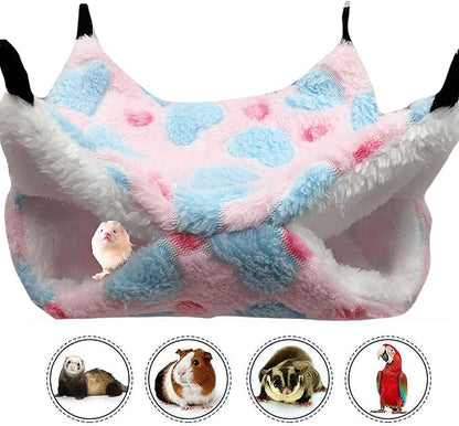 Cat Hammock for Cage, Soft Warm Hanging Bed for Kitten, Guinea Pig, Ferret, Rat, Chinchilla and Other Small Pets, Cozy Bunkbed 13.39"x13.39"