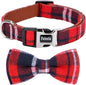 Faleela Soft &Comfy Christmas Bowtie Dog Collar,Detachable and Adjustable Bow Tie Collar,for Small Medium Large Pet (S, Red)
