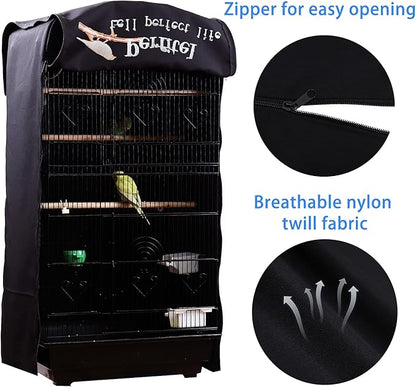Bird Cage Cover(Black) Good Night Birdcage Cover Black-Out Birdcage Cover Durable Breathable Washable Material… (18.1Lx14.1Wx36H)