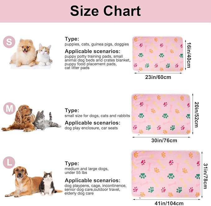 Dono 1 Pack 3 Dog Blankets for Small Dogs, Soft Fluffy Paw Print Pattern Fleece Pet Blanket Warm Sleep Mat, Puppy Kitten Blanket Doggy Mat for Dog Cat Kitten Doggy -23*16in (M(30*20"), Brown Bone)