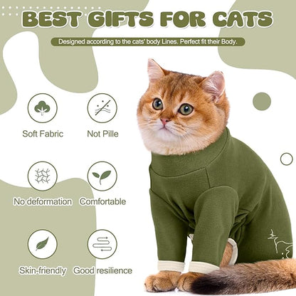 Cat Pajamas for Cats Only, Sticky Hair Cat Clothes, Sphynx Hairless Cats Sweater, Recovery Suit After Surgery, Prevent Lost Hair Kitten Onesie Shirts Costumes Outfits for Pet