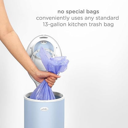Ubbi Steel Diaper Pail, Odor Locking, No Special Bag Required, Award-Winning, Registry Must-Have, Cloudy Blue