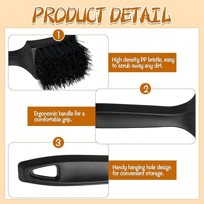 2 Pcs Brush for Bird Baths Black Hard Bristle Cleaning Brush with Ergonomic Handle Utility Bird Bath Cleaner for Bird Feeder Bath Accessories Fountain Outdoor Cleaning
