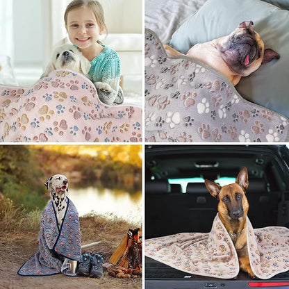 Dono 1 Pack 3 Dog Blankets for Small Dogs, Soft Fluffy Paw Print Pattern Fleece Pet Blanket Warm Sleep Mat, Puppy Kitten Blanket Doggy Mat for Dog Cat Kitten Doggy (40 * 30")
