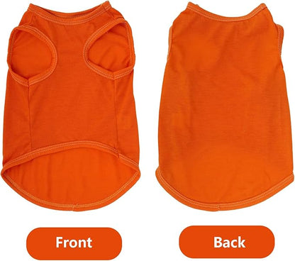 4 Pcs Cat Shirts Solid Color Dog Clothes Summer Sleeveless Pet T Shirts for Small Pet Dogs Cat (Black,Grey,Red,Orange, Large)
