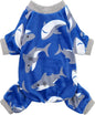 Fitwarm Shark Dog Pajamas, Dog Clothes for Small Dogs Girl Boy, Pet Onesie with Feet, Cat Outfit, Lightweight Velvet, Royal Blue, XL