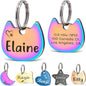 Anavia Small Size Dog Cat ID Tags, Small/XS Personalized Color Plated Stainless Steel Puppy Kitten Name Tags, Customized Engraved Nameplate Pet Collar Tag (Rainbow, Cat Head)
