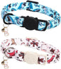 Cat Collar-2 Pack Collars Dinosaur & Shark Cat Collar Breakaway with Kitten and Bell Pendant Safety Buckle Pet Collar Cute Cotton Collar for Cats Gift and Small Pets