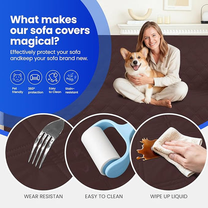 Waterproof Dog Bed Cover Pet Blanket, Soft Couch Cover for Dogs Washable, Non-Slip Dog Blanket Protect Furniture Couch Sofa Car for Puppy Large Dogs Cat (30x70 Inch, Coffee)