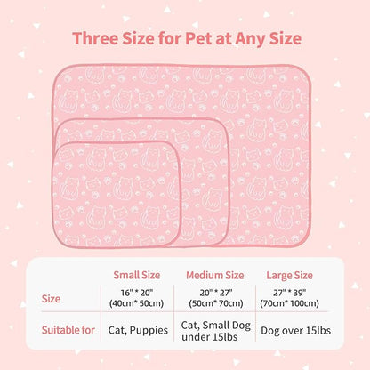 NWK Pack of 4 Pet Cooling Mat - Ice Silk Cooling Mat for Dogs & Cats Portable & Washable Pet Cooling Blanket, Car Seats, Beds for Summer (4pcs, Pink Cat, 20’’ X 16’’ X 0.3)