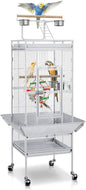 SUPER DEAL PRO 61-inch 2in1 Large Bird Cage with Rolling Stand Playtop Parrot Chinchilla Finch Cage Macaw Conure Cockatiel Cockatoo Pet House Wrought Iron Birdcage, White
