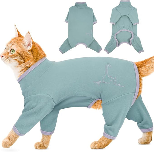 Cat Pajamas for Cats Only, Sticky Hair Cat Clothes, Sphynx Hairless Cats Sweater, Recovery Suit After Surgery, Prevent Lost Hair Kitten Onesie Shirts Costumes Outfits for Pet