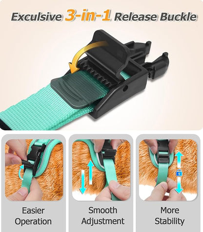 Halypet Cat Harness and Leash Set [MAX Safety 4th-Gen Upgrade] Escape Proof Adjustable Cat Leash Comfortable Soft Vest Easy to Wear Kitten Harness with Reflective Strip for Cats Walking, S Green