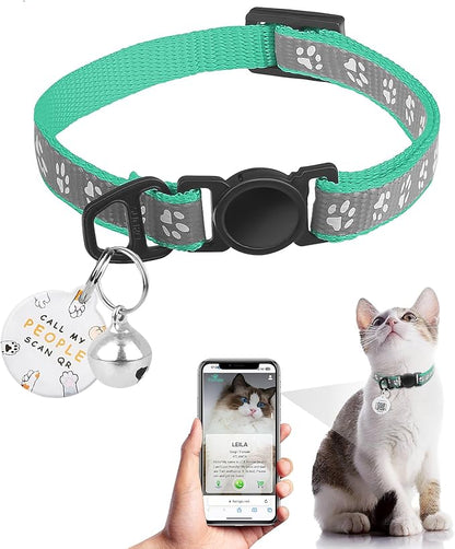 Cat Collar Breakaway with QR Code Name Tag, Reflective Kitten Collars with Bell, Cat ID Tag Personalized, Ultra-Durable, Adjustable, Quick Release, Fits Most Girl Boy Small Large Cats (8''-13.3'')