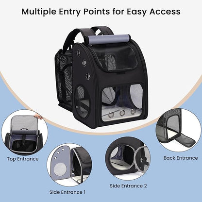 Cat Carrier Backpack, Expandable Pet Carrier Backpack for Cats, Dogs and Small Animals, Portable Pet Travel Backpack, Airline Approved, Ideal for Traveling/Hiking/Camping, Black, XL