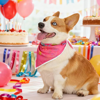 Birthday Dog Bandanas Girl,Pink Reflective Dogs Scarfs for Birthday Party Decorations Supplies for Dogs Pet Accessories,Cat Dogs Triangle Pet Scarves for Large Dogs Outfit,L
