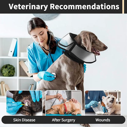 Allroaring Dog Cone Collar, Soft Dog Cones for Medium Dogs After Surgery, Adjustable Pet Cone for Dogs to Stop Licking, Breathable Doggie Elizabethan Collar for Wound Care Spay Neuter, Black M