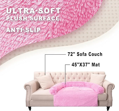 Tinaco Luxurious Calming Dogs/Cats Bed Mats, Dog Pad Washable Removable Couch Cover, Plush Long Fur Mat for Pets, Waterproof Lining, Perfect for Small, Medium and Large Dogs and Cats (Pink, 45"x37")