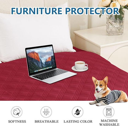 hyha Waterproof Dog Blanket, Reversible Pet Bed Blanket, Soft Sofa Couch Cover for Dogs Washable, Waterproof Pet Couch Covers for Sofa Puppy Cats Furniture Protector(40"x80", Wine Red/Beige)