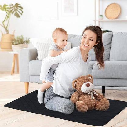 Washable Incontinence Bed Pads, Reusable Underpads for Kids, Adults, Elderly, Hospitals & Pets, Waterproof Bed Protector Pad for Bed, Sofa, Floor, Super Absorbent Bed Pad 34" x 52"- Black
