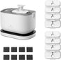 Cordless Pet Water Fountain Battery Operated + 8 Packs Replacement Filters for Dockstream Cat Water Fountain WF005 WF115 WF105, 4 Months Set of Replacement Filters