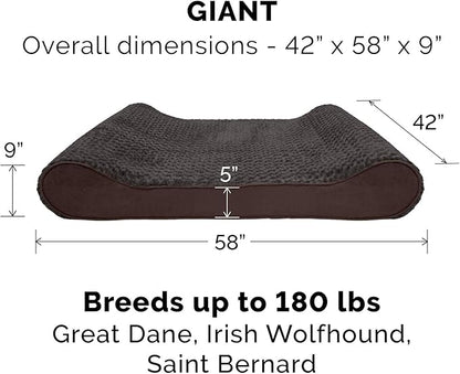 Furhaven Replacement Dog Bed Cover Ultra Plush Faux Fur & Suede Contour Luxe Lounger, Machine Washable - Chocolate, Giant (XXX-Large)