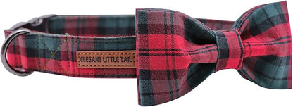 Elegant little tail Dog Collar with Bow, Cotton & Webbing, Bowtie Dog Collar, Adjustable Dog Collars for Small Medium Large Dogs and Cats