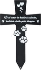 BUoonyer Spanish Cemetery Decorations for Grave - Spanish Pet Metal Memorial Grave Markers, Dog Cat Cross Garden Sympathy Plaque Stake, Remembrance Graveside Burial Decor Sign for Outdoor Outside Yard