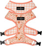 Lucy & Co. Cute Reversible Dog Harness Walking Halter - Best Designer Pet Harnesses for XS - XL Dogs - Padded Adjustable Vest for Easy Walking-Small-Peach Pink Floral Plaid